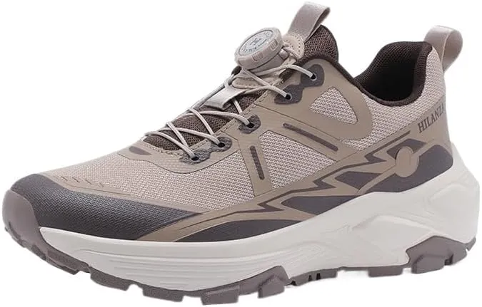 Hilanza All-Black Trail Running Shoes, Mesh Athletic Sneakers, Non-Slip Outdoor Hiking Shoes