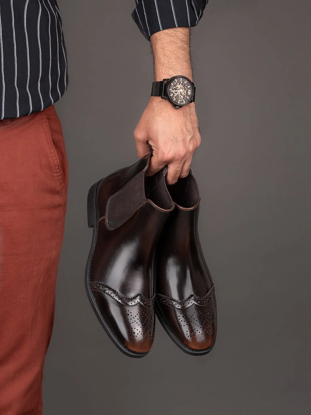 Hydes N Hues Men Brown Semi-Formal Boots