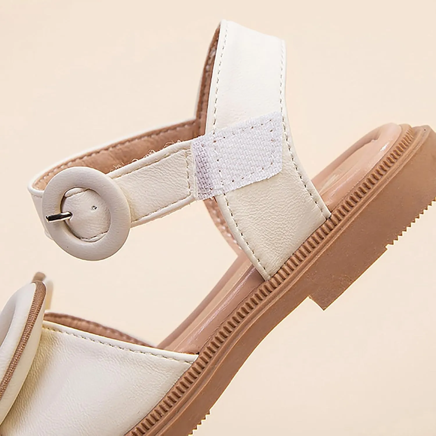 Kids Girls Dress Sandals Cute Bow Soft Rubber Flats Summer Open Toe Princess Flat Shoes with Adjustable Straps