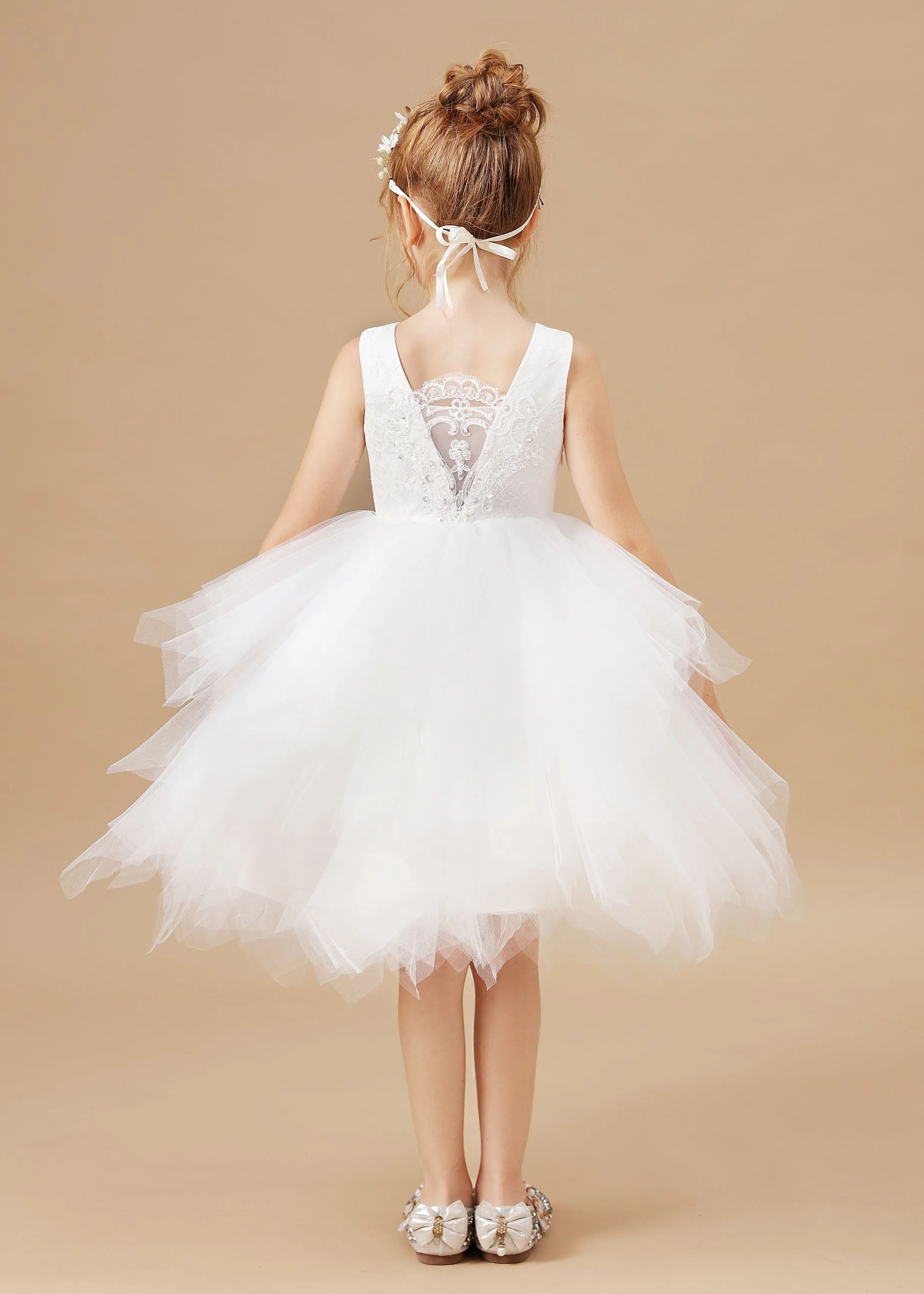Lace Tulle Chic Sleeveless Flower Girl Dress
