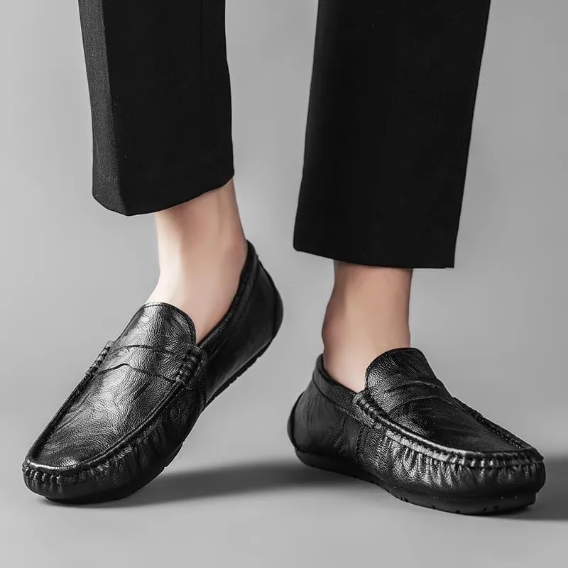 Loafers for Men Round Toe Penny Loafer Shoe Comfortable Flat Heel Lightweight Fashion Slip-on