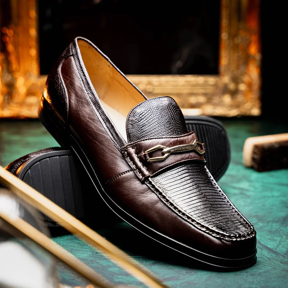 Marco Di Milano Hugo Men's Shoes Brown Exotic Lizard / Calf-Skin Leather Horsebit Loafers (MDM1083)