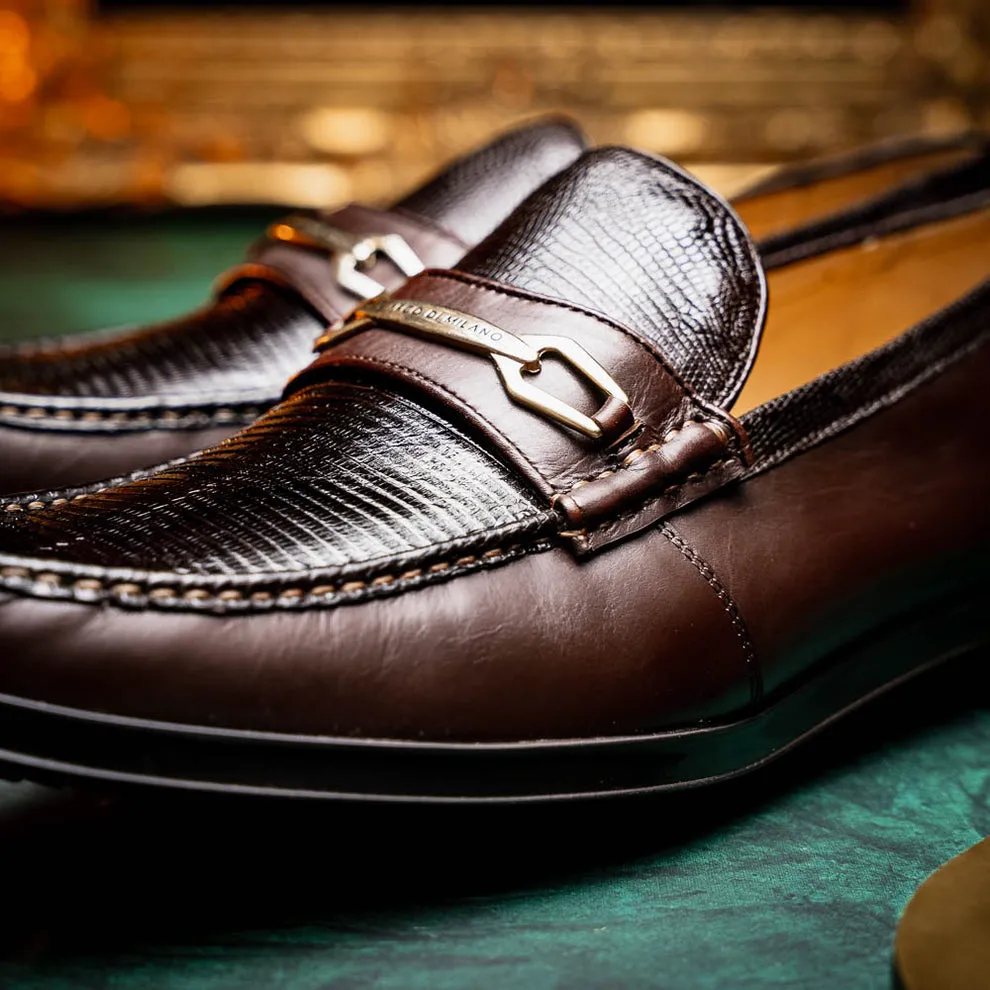 Marco Di Milano Hugo Men's Shoes Brown Exotic Lizard / Calf-Skin Leather Horsebit Loafers (MDM1083)