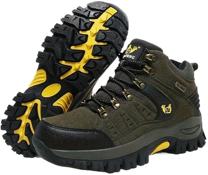 Men Hiking Shoes Mid Top Waterproof Boots Trekking Trails Outdoor Work Shoes Men's Trendy Durable Lace Up Hiking Boots, Comfy Non Slip Shoes for Men's Outdoor Activities