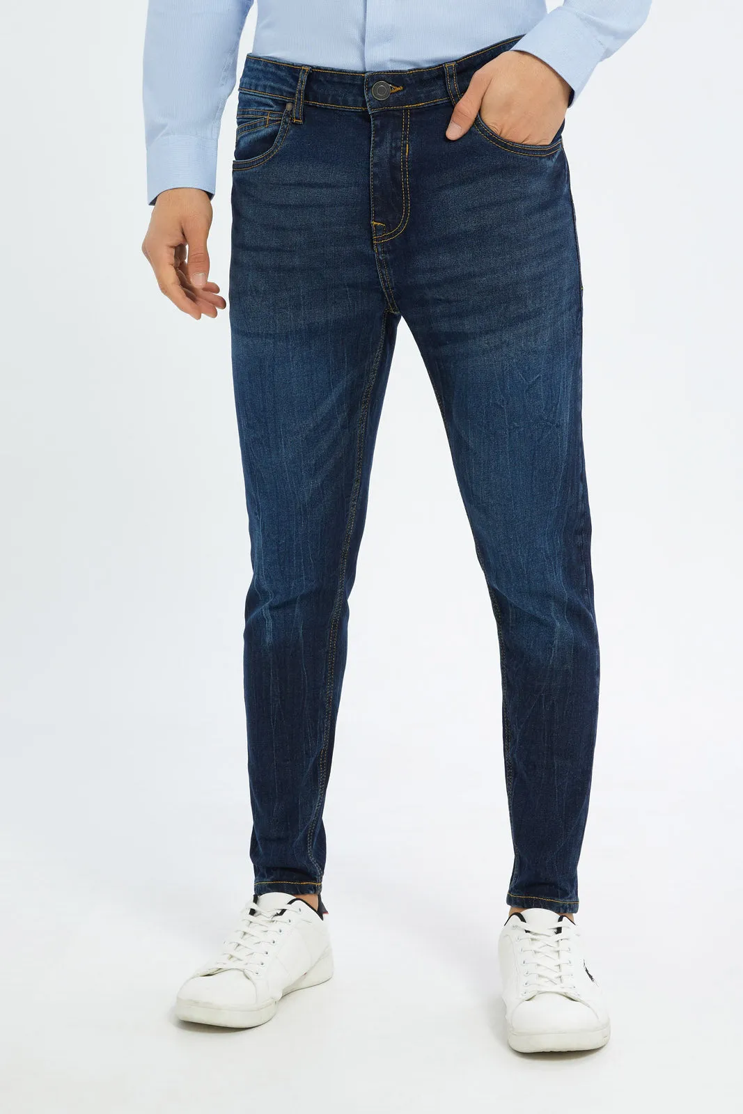 Men Navy 5-Pocket Skinny Fit Jeans