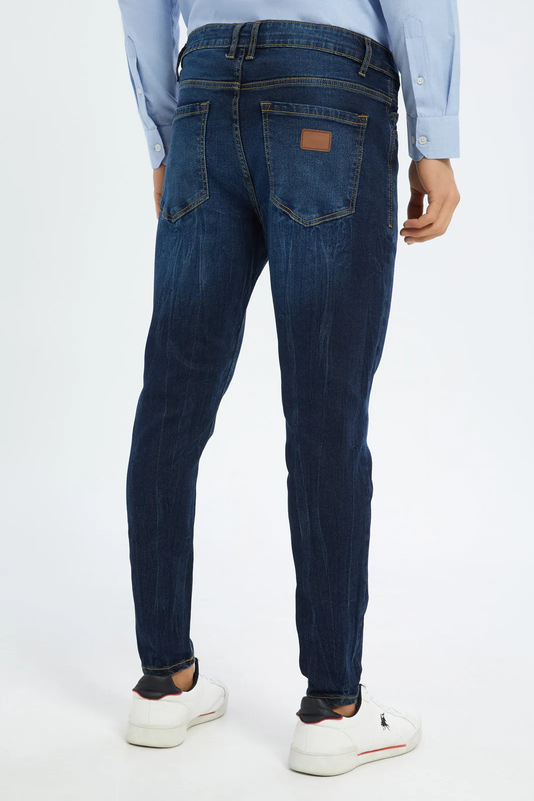 Men Navy 5-Pocket Skinny Fit Jeans