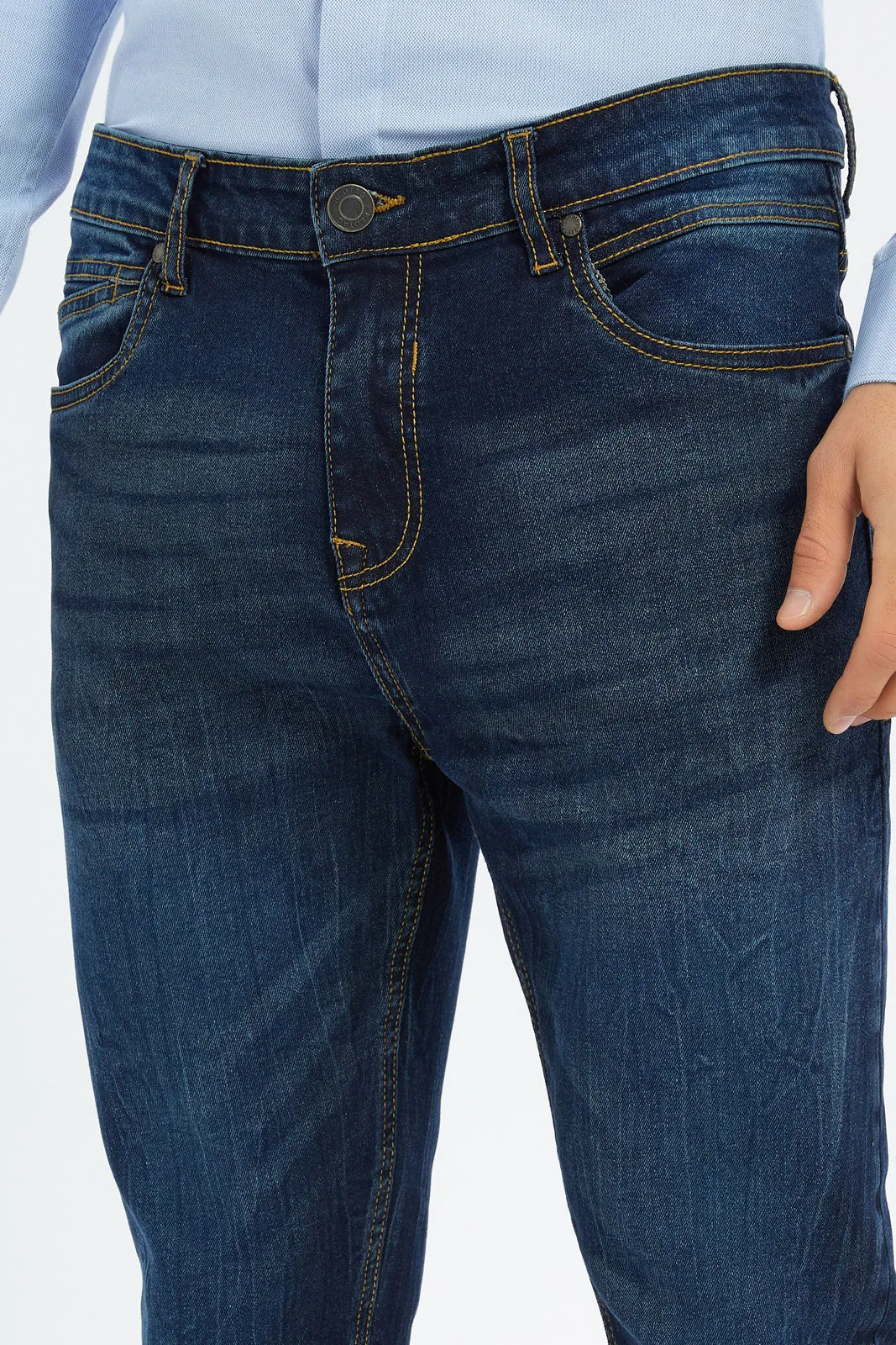 Men Navy 5-Pocket Skinny Fit Jeans