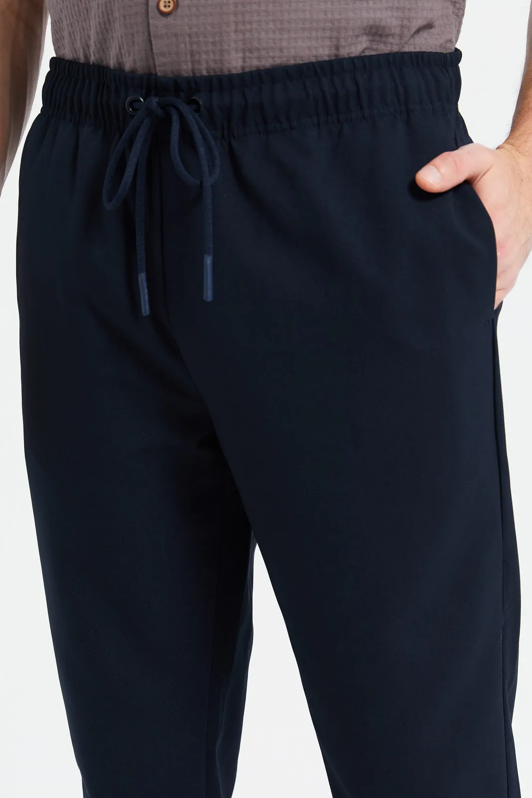 Men Navy Jogger Fit Trousers