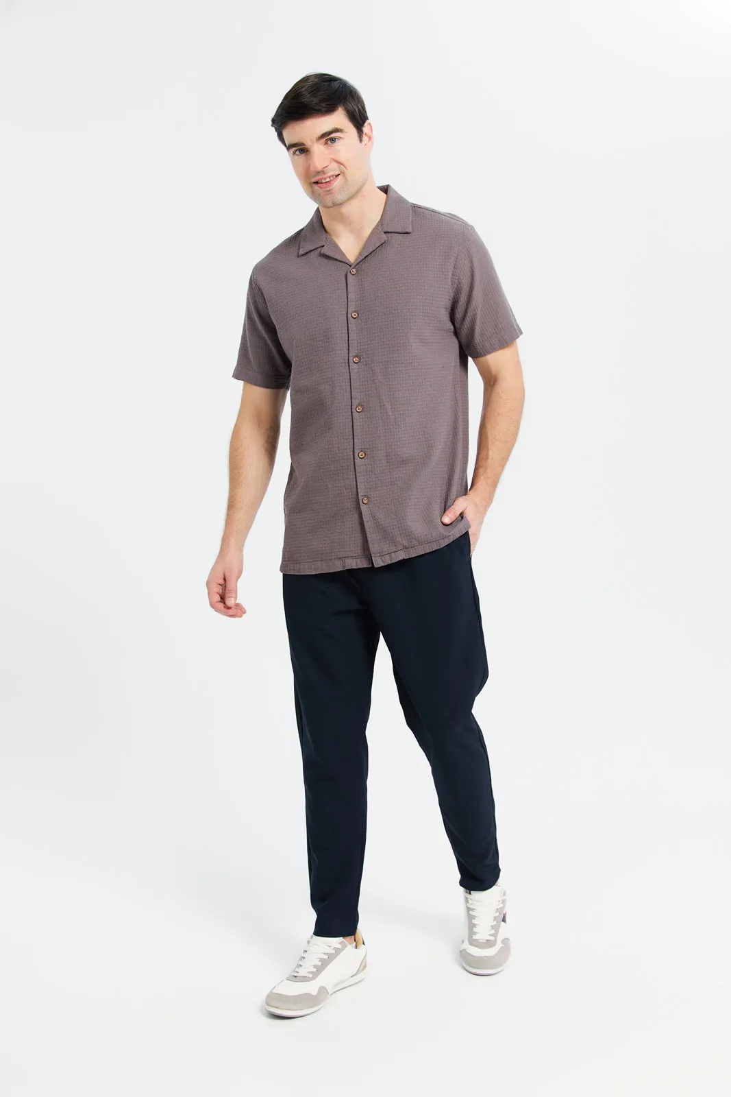Men Navy Jogger Fit Trousers