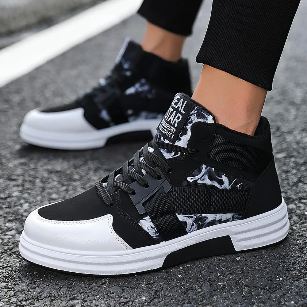 Mens Casual High Top Lace Up Skate Shoes