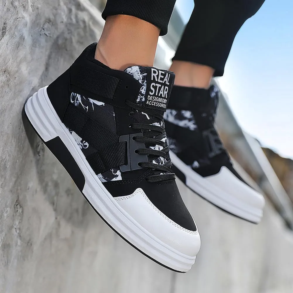 Mens Casual High Top Lace Up Skate Shoes
