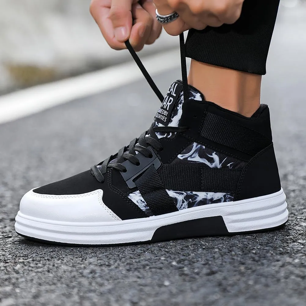 Mens Casual High Top Lace Up Skate Shoes