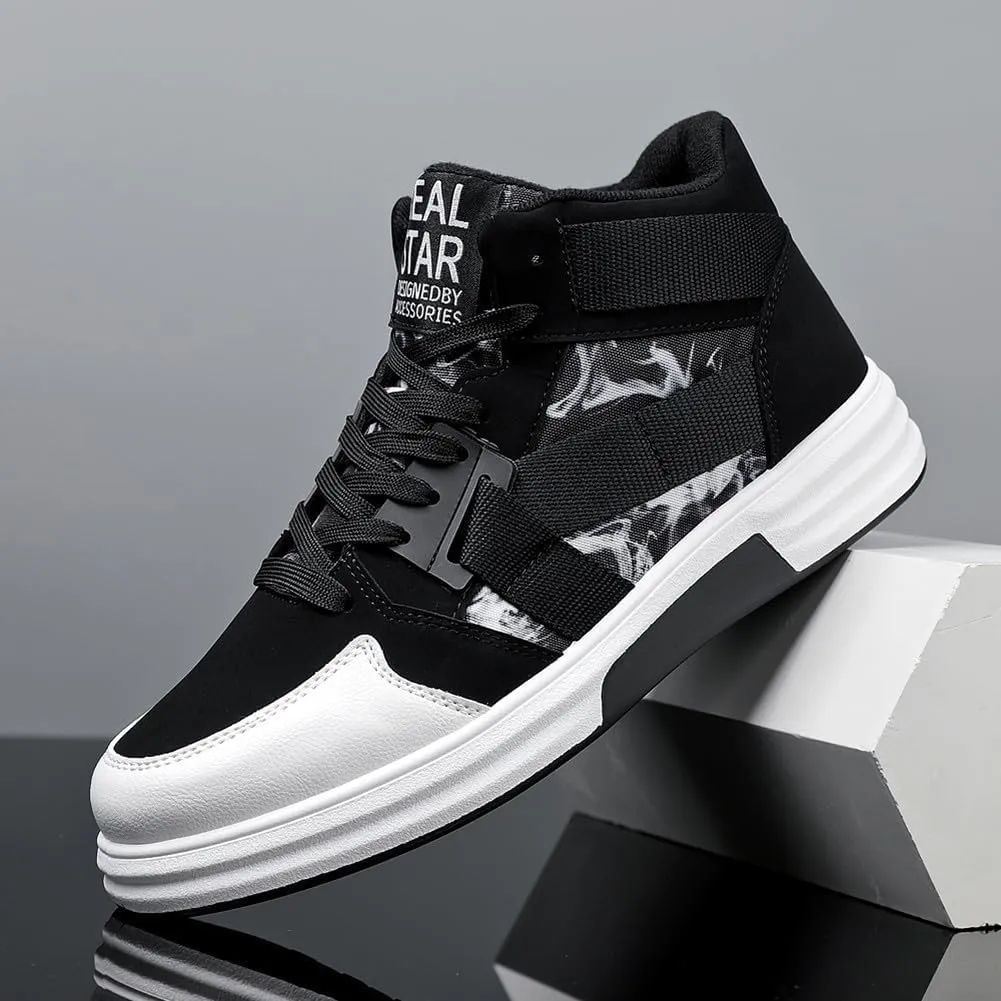 Mens Casual High Top Lace Up Skate Shoes