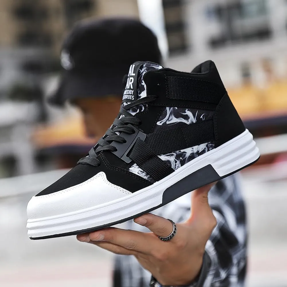 Mens Casual High Top Lace Up Skate Shoes