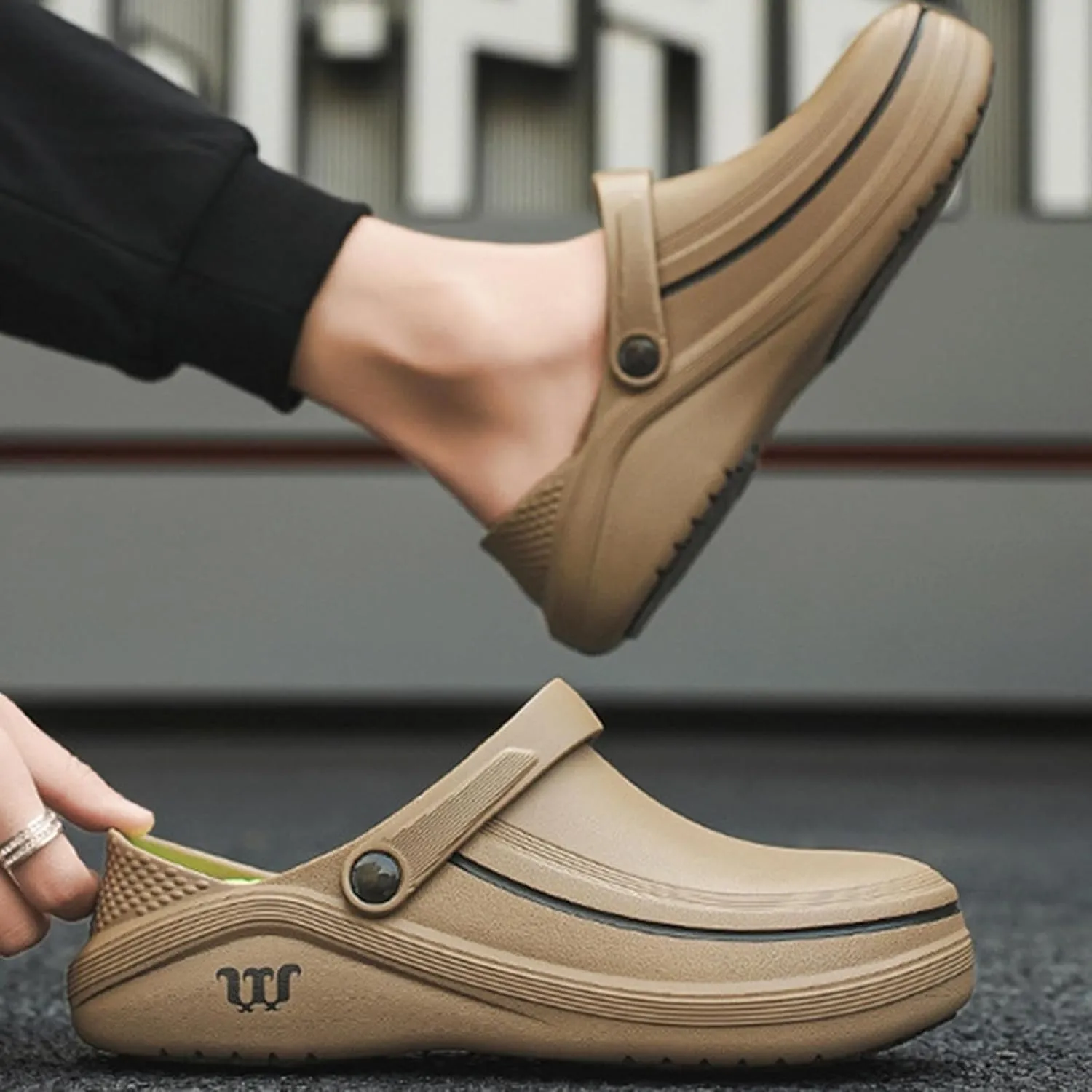 Men's Casual Work Toe Toe Solid Color Soft Sole Fashion Sandals Double Strap Sandals Men Slippers