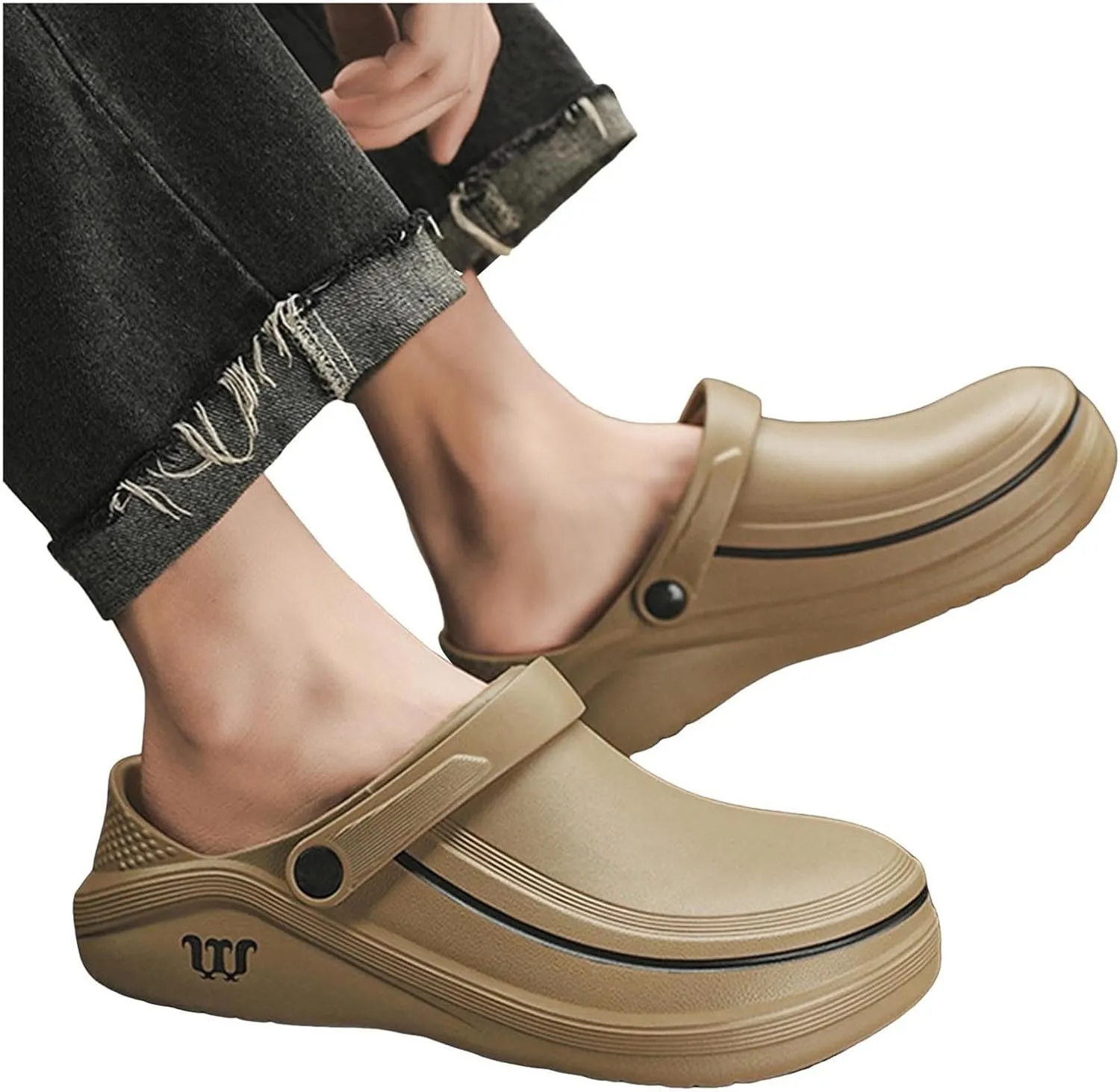 Men's Casual Work Toe Toe Solid Color Soft Sole Fashion Sandals Double Strap Sandals Men Slippers