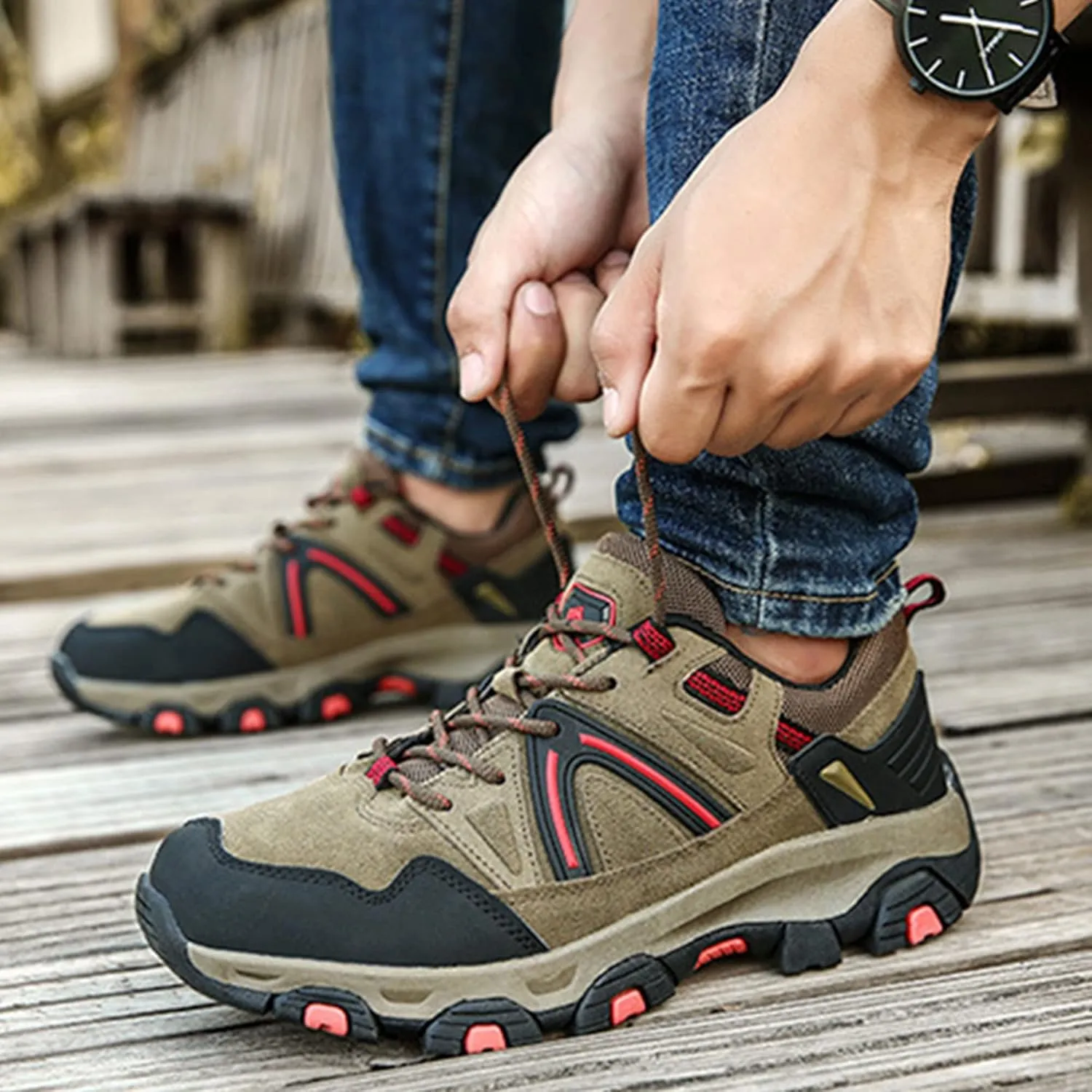 Mens Hiking Shoes Winter Casual Travel Shoes Non-Slip Lightweight Comfortable Outdoor Trail Trainers
