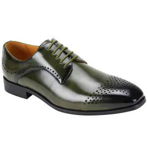 Mens Sophisticated Olive Green Diamond Cutout Dress Shoes Antonio Cerrelli 6873