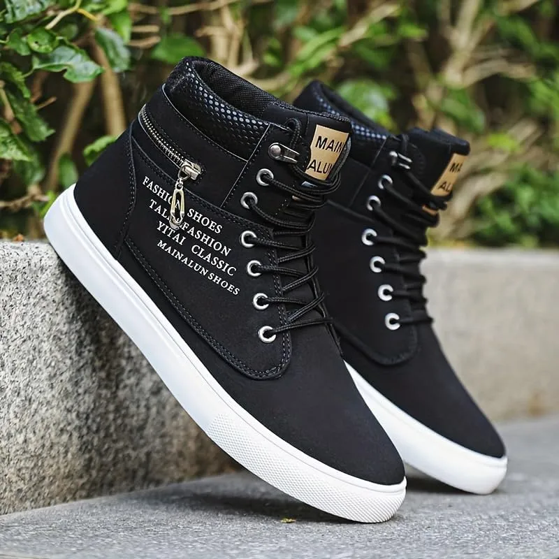 Men's Trendy Lace-Up Skate Shoes for Walking, Jogging, and Travel - Non-Slip Comfort