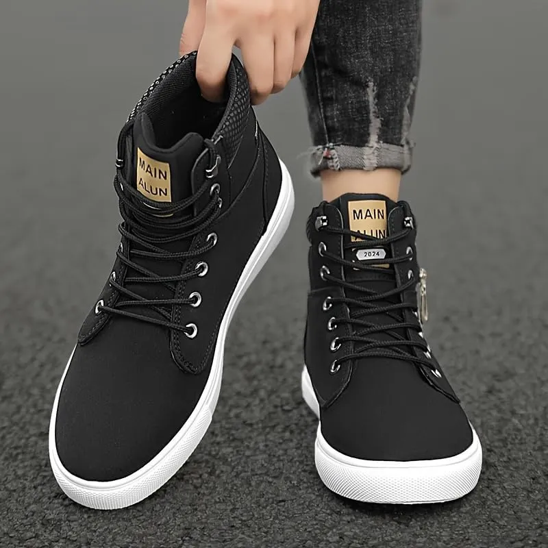 Men's Trendy Lace-Up Skate Shoes for Walking, Jogging, and Travel - Non-Slip Comfort