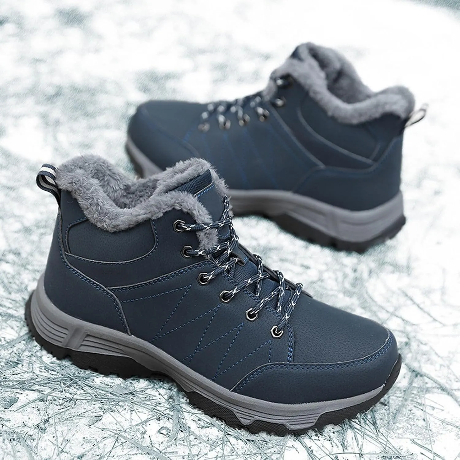 Mens Women Winter Snow Boots Casual Lightweight Waterproof Anti-Slip Fur Lined Backpacking Hiking Athletic Boots