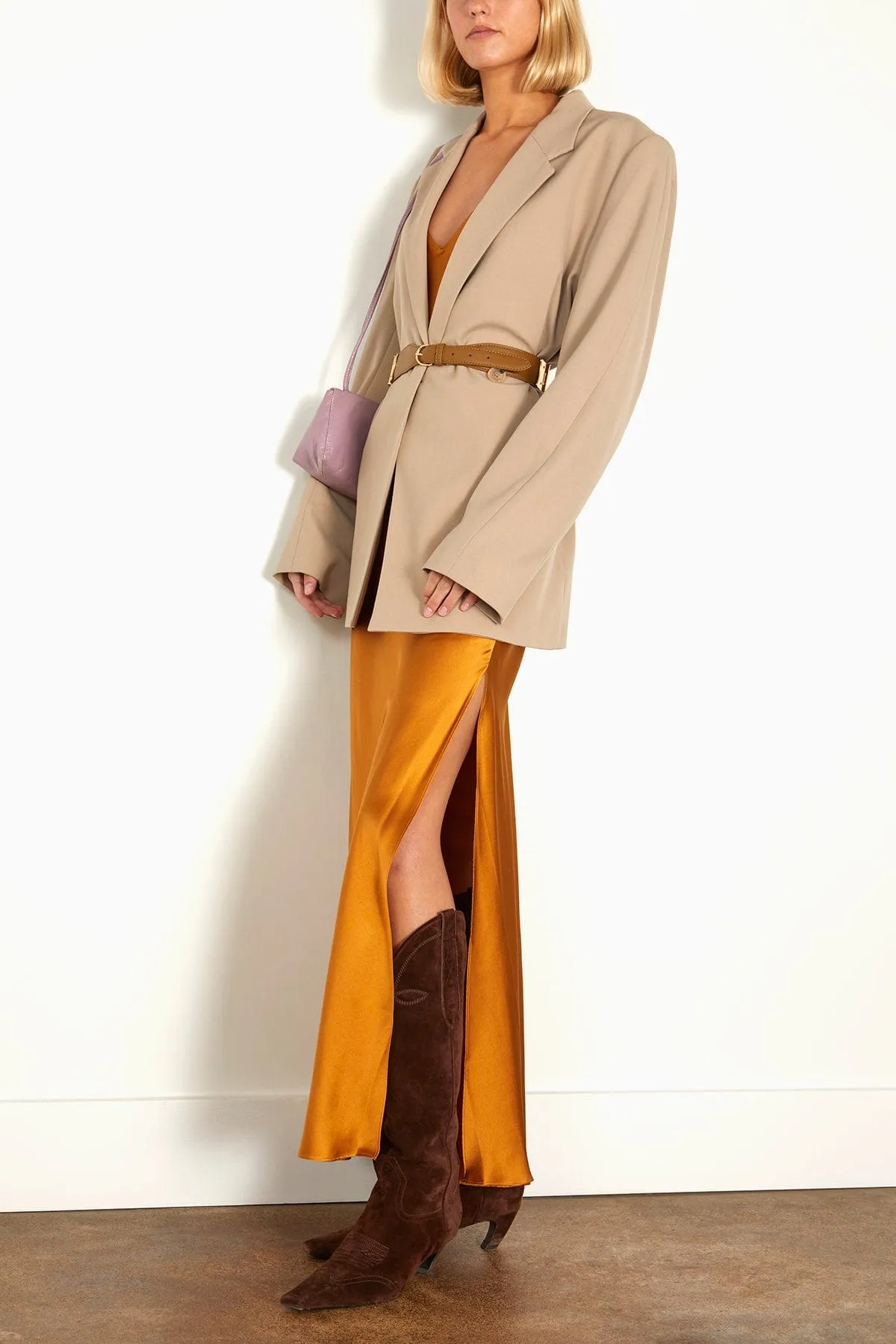 Mossy Maxi Slip Dress in Bronze