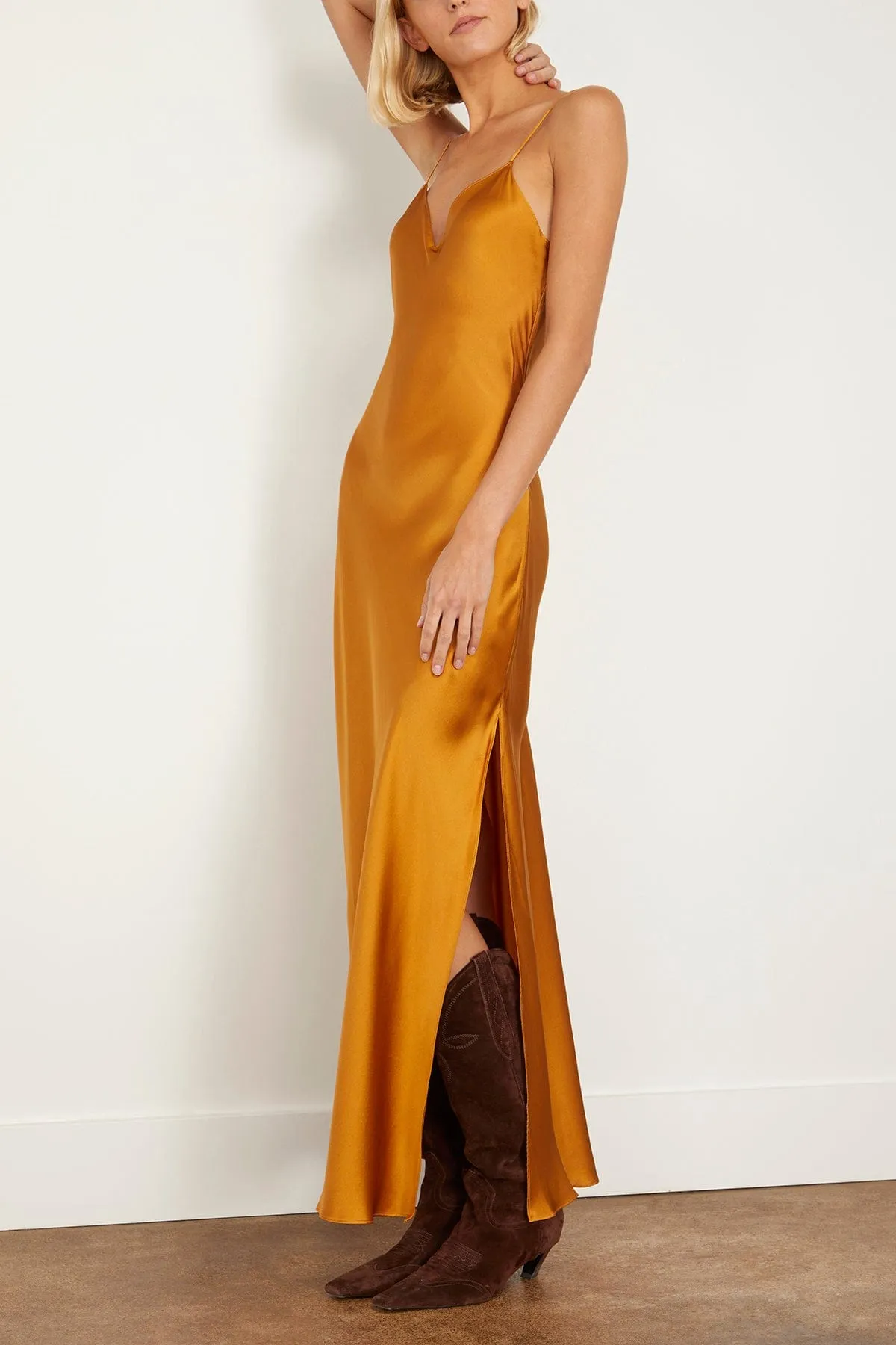 Mossy Maxi Slip Dress in Bronze