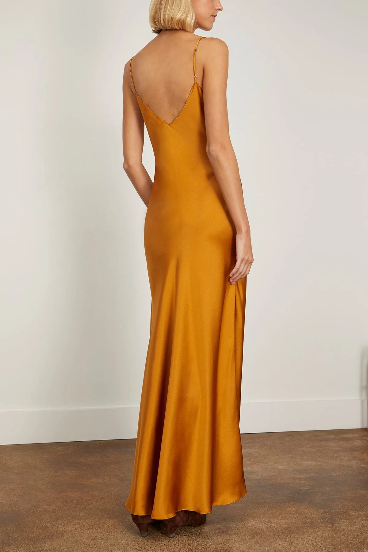 Mossy Maxi Slip Dress in Bronze