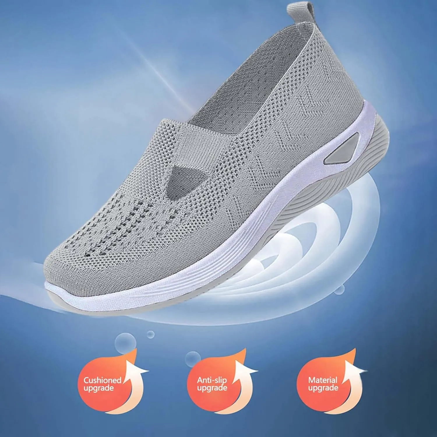 Nurses Shoes for Women Comfortable Slip On Trainers Women Orthopedic Wide Width Shoes Mesh Breathable Walking Slip On Soft Sole Sneakers Non Slip Lightweight Shoes