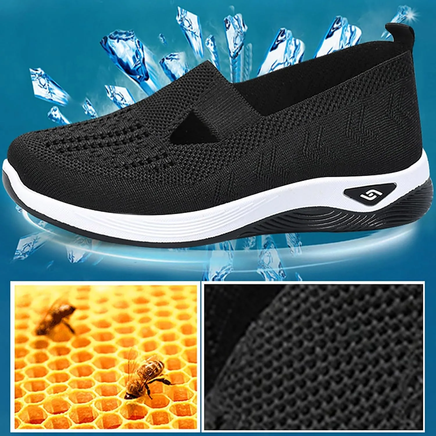 Nurses Shoes for Women Comfortable Slip On Trainers Women Orthopedic Wide Width Shoes Mesh Breathable Walking Slip On Soft Sole Sneakers Non Slip Lightweight Shoes