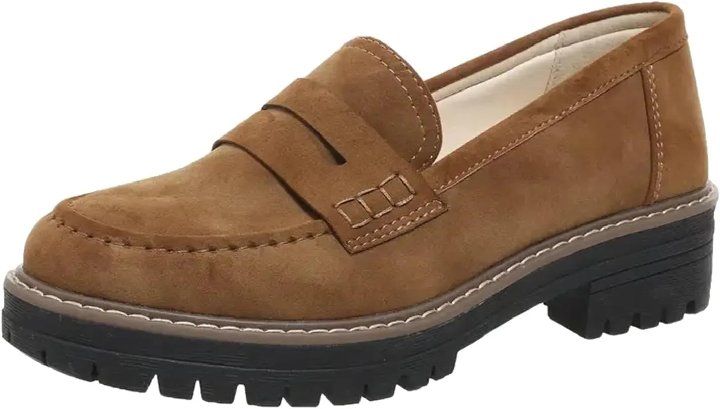 Orthoture-Orthopedic Platform Loafers Womens Round Toe Walking Shoes Platform Loafers Lug Sole Loafers for Ladies