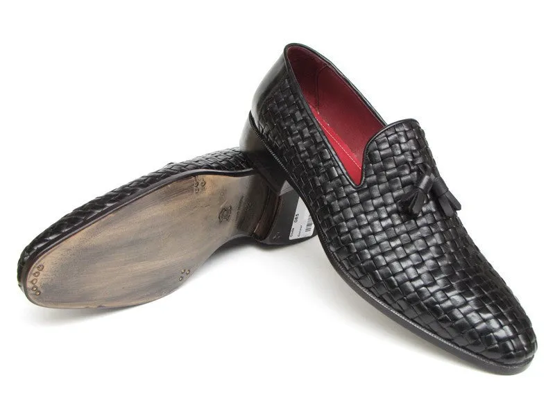Paul Parkman Men's Black Woven Tassel Loafer