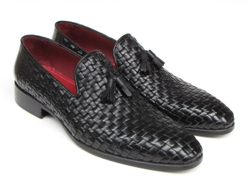 Paul Parkman Men's Black Woven Tassel Loafer