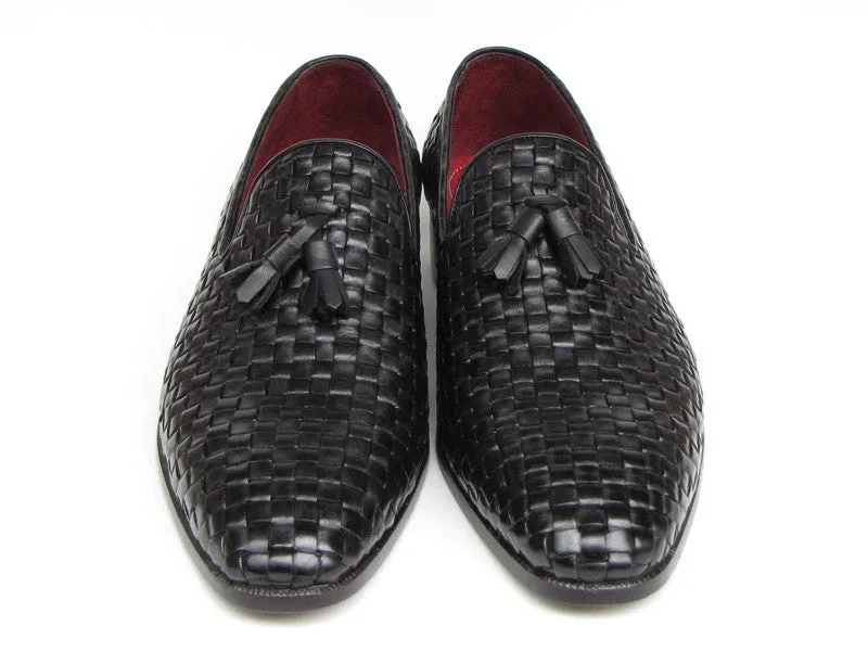 Paul Parkman Men's Black Woven Tassel Loafer