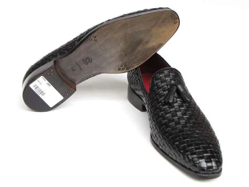 Paul Parkman Men's Black Woven Tassel Loafer