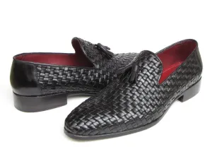 Paul Parkman Men's Black Woven Tassel Loafer