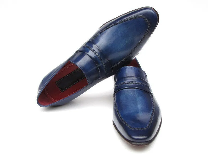 Paul Parkman Navy Leather Loafer Shoes