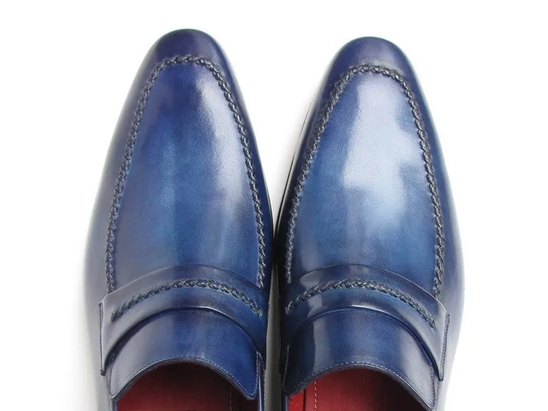Paul Parkman Navy Leather Loafer Shoes