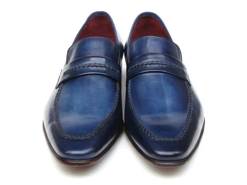 Paul Parkman Navy Leather Loafer Shoes