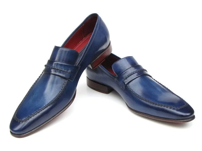 Paul Parkman Navy Leather Loafer Shoes