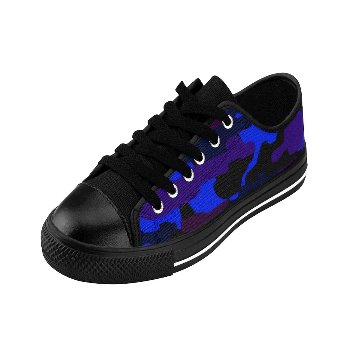 Purple Blue Camo Men's Sneakers, Camouflage Military Premium Low Top Canvas Sneakers Shoes
