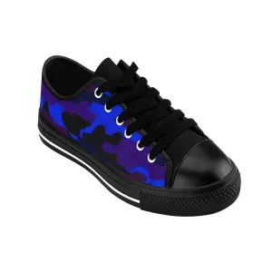 Purple Blue Camo Men's Sneakers, Camouflage Military Premium Low Top Canvas Sneakers Shoes