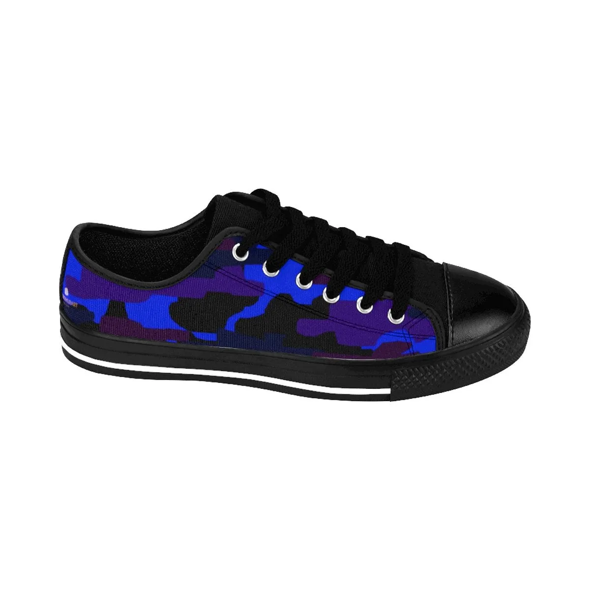 Purple Blue Camo Men's Sneakers, Camouflage Military Premium Low Top Canvas Sneakers Shoes