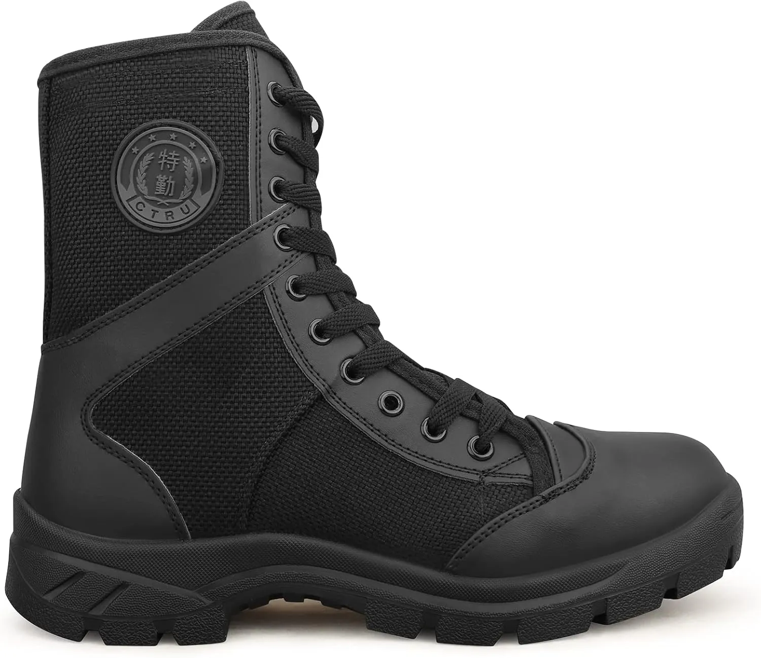 QUNLON Men's Military Tactical Boots Lightweight Hiking Boots Patrol Work Boots with Side Zipper Model-307