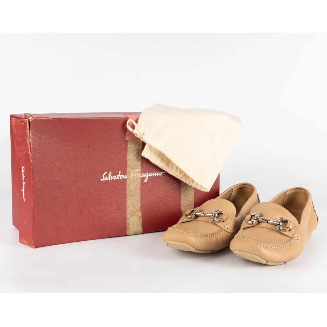 Salvatore Ferragamo Tan Leather Gancio Bit Loafers