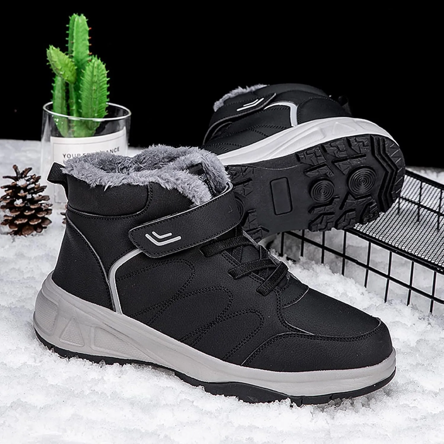 Snow Boots for Men, Waterproof Hiking Boots Insulated Lace to Toe Boots Warm Outdoor Boots Women's Winter Boots
