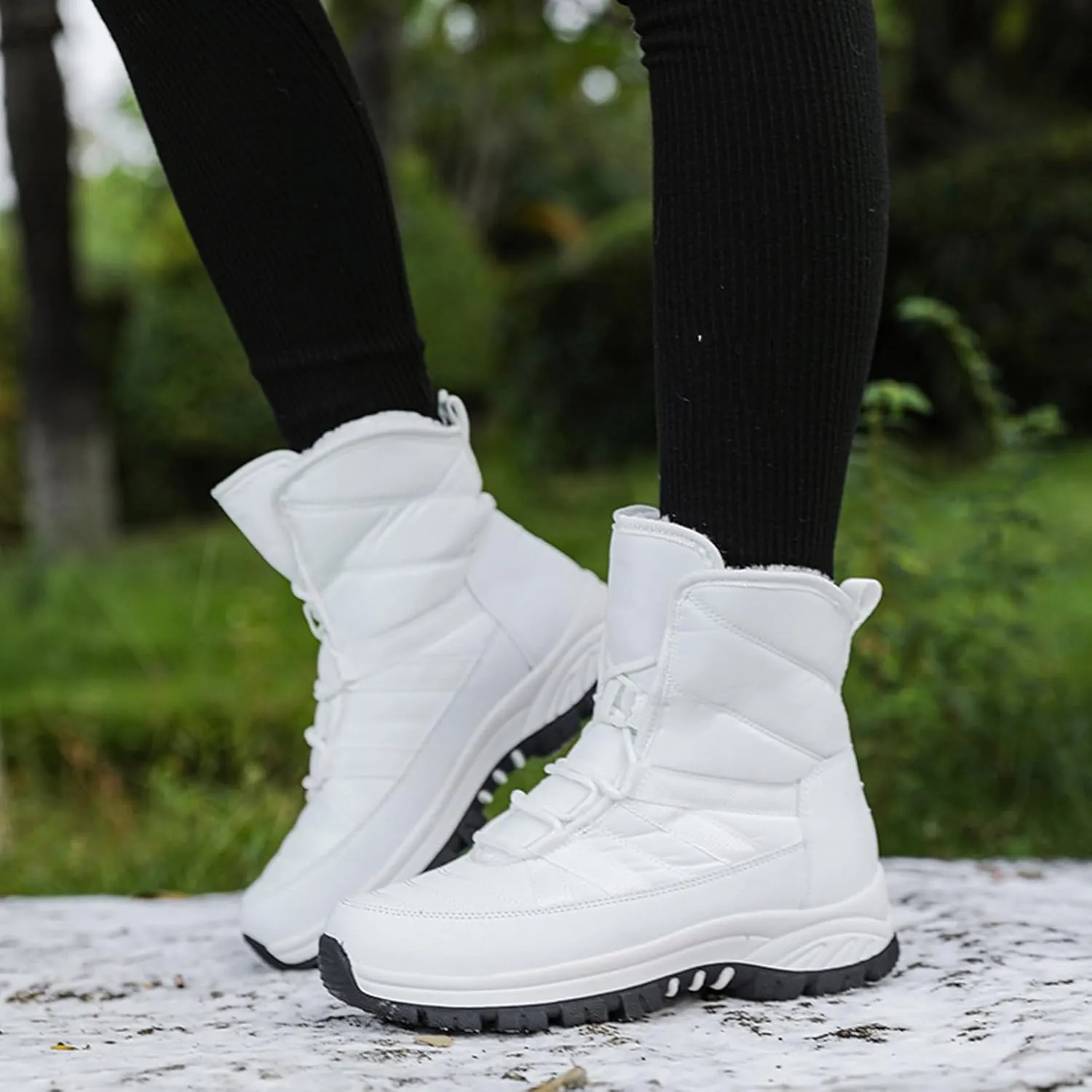 Snow Boots for Women Winter Shoes Water-proof Warm Fleece Lined Ankle Booties Comfortable Shoes for Women Slip On Mid Calf Boots Hiking Tennis Booties Lace-up Platform Boots Lightweight