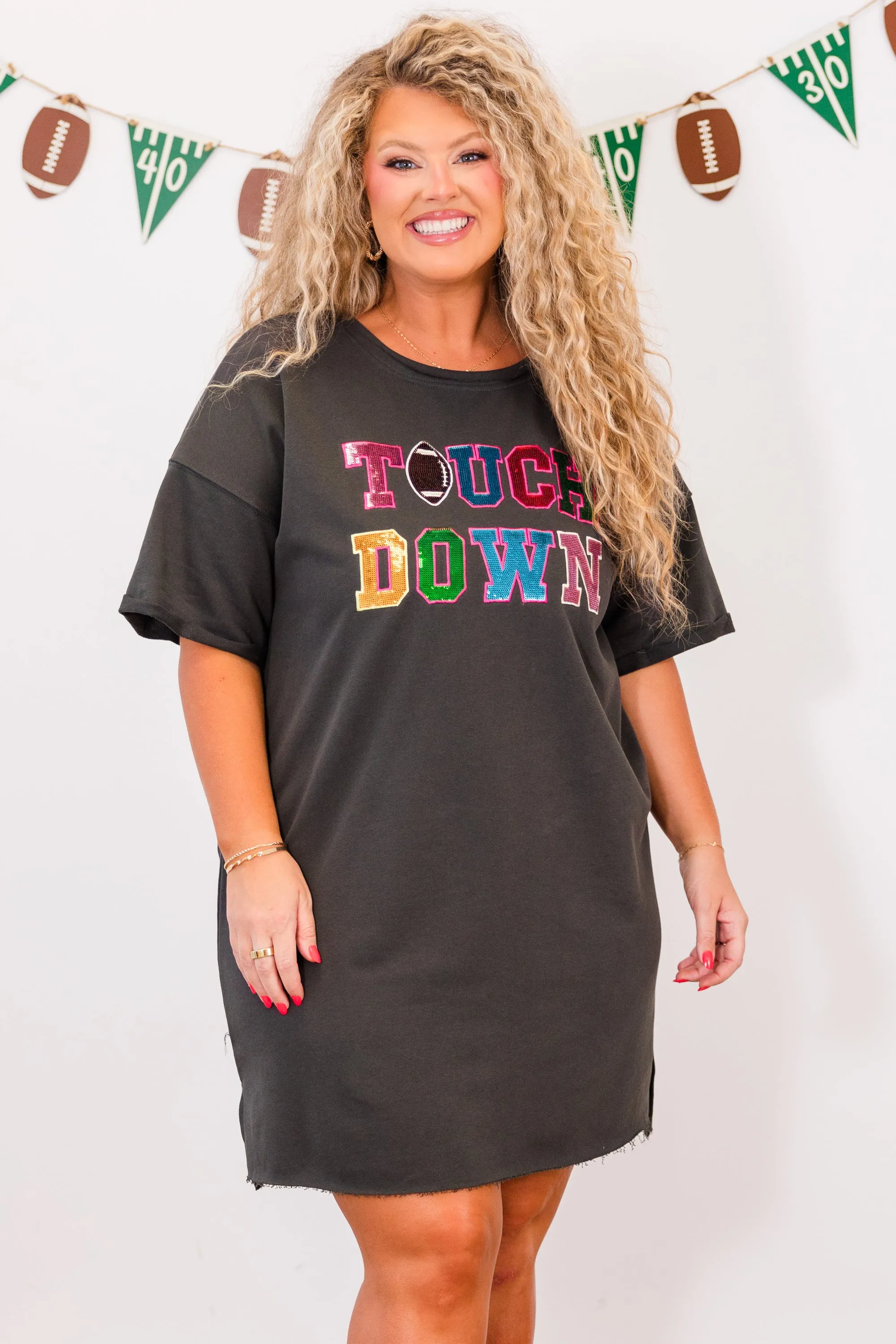Touchdown Cheers Dress, Charcoal