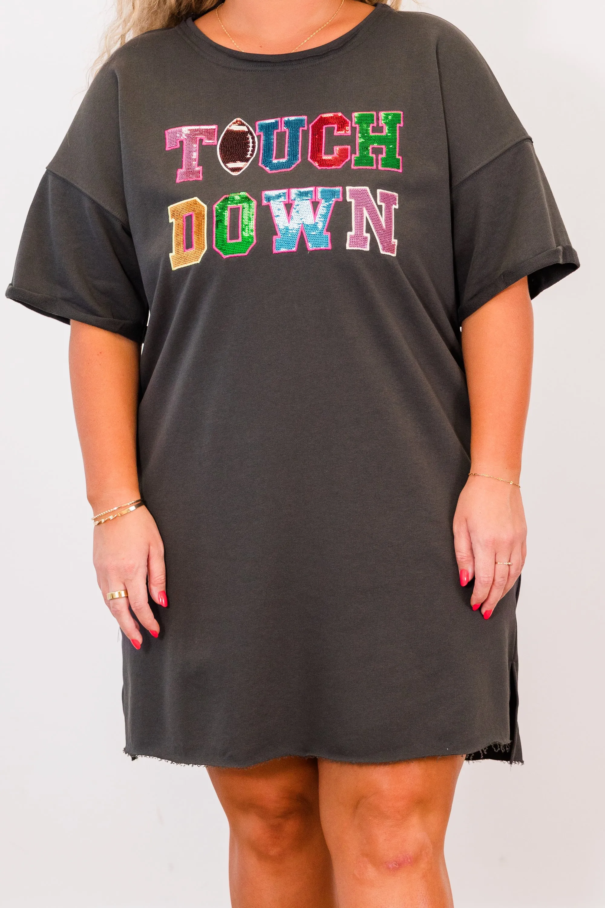 Touchdown Cheers Dress, Charcoal