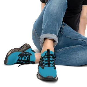 Turquoise Blue Color Men's Shoes, Solid Color Best Comfy Men's Mesh Sports Sneakers Shoes (US Size: 5-12)